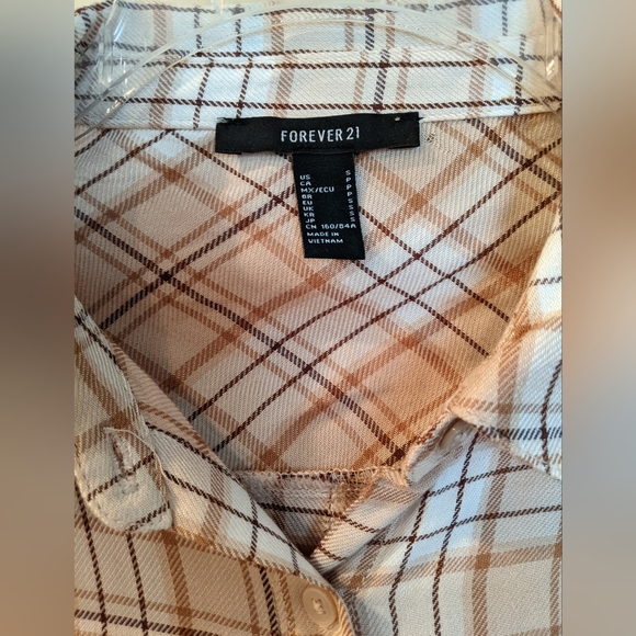 NWOT Relaxed Flannel Long sleeve, Neutral Fall Tones, Sz S - Picture 2 of 5